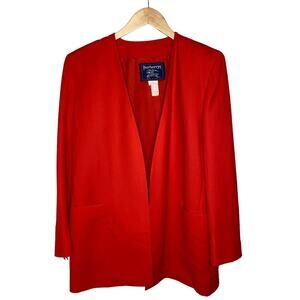 Burberry Vintage Burberrys Red Open Breasted Wool Blazer